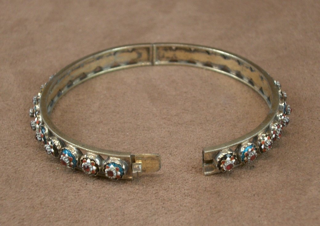 Bracelet ancien jonc en vermeil et émaux bressans-photo-6