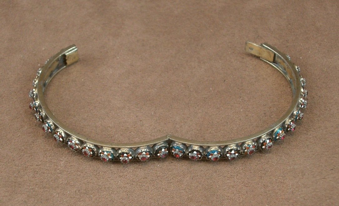 Bracelet ancien jonc en vermeil et émaux bressans-photo-7
