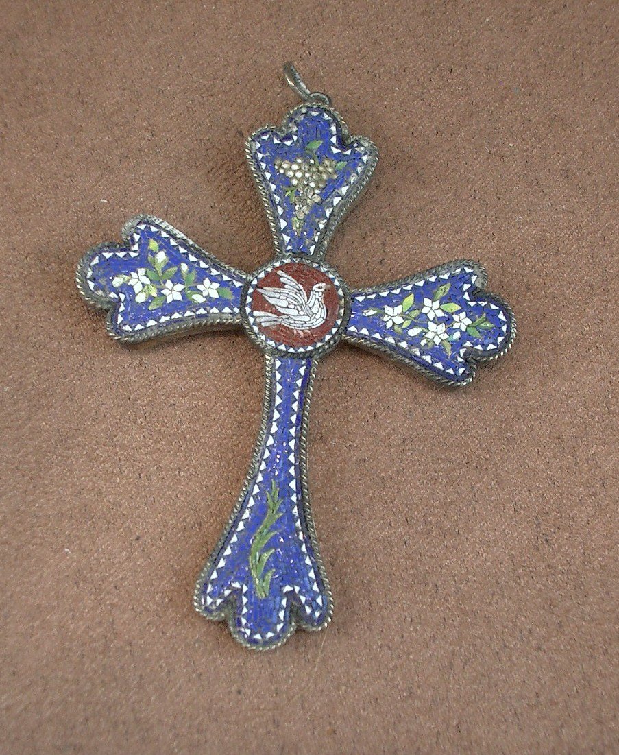 Croix Pectorale En Vermeil Et Micro Mosaïque XIX eme siècle -photo-1