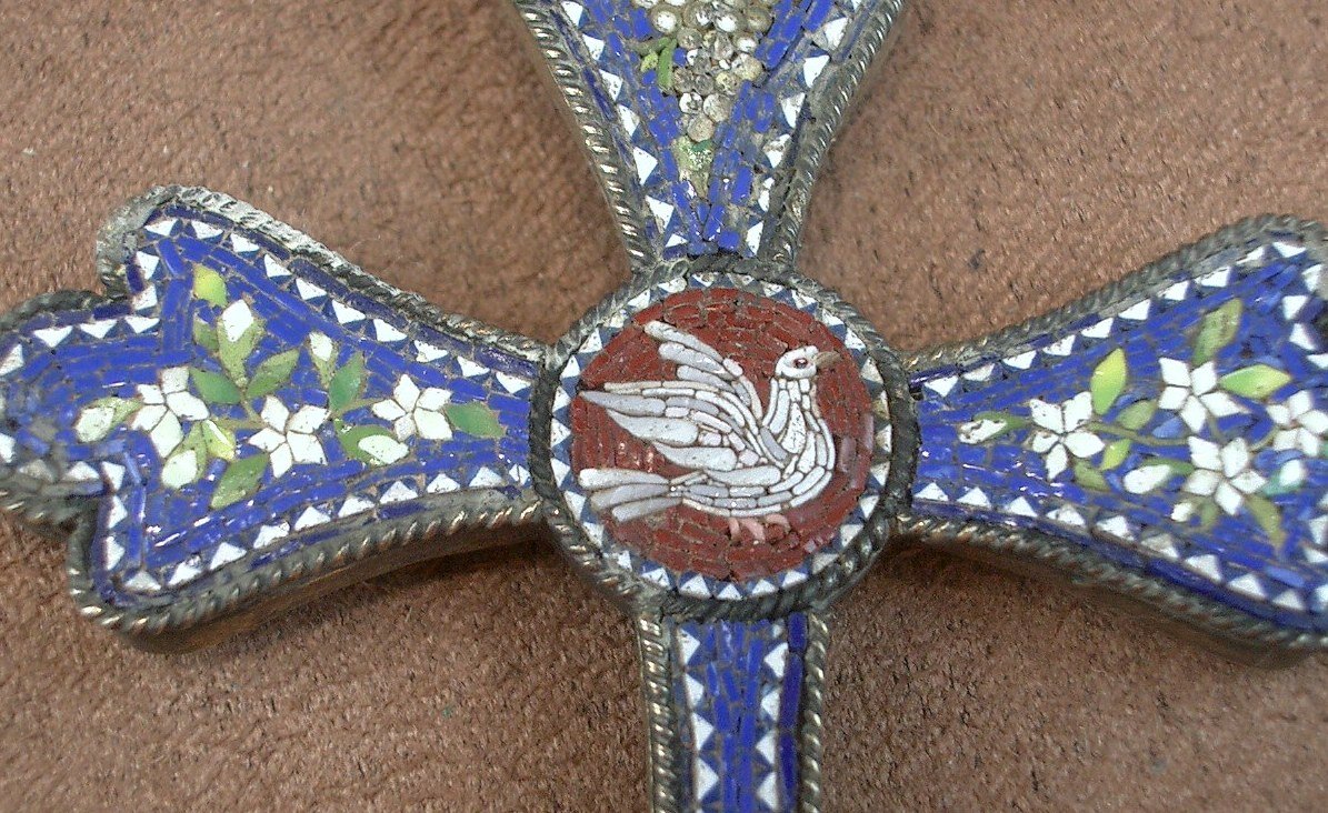 Croix Pectorale En Vermeil Et Micro Mosaïque XIX eme siècle -photo-3