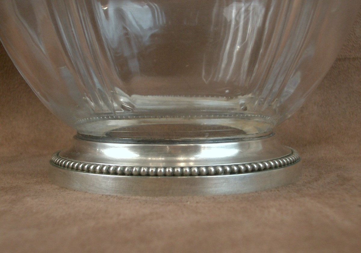 Cut Crystal Pitcher With Solid Silver Base And Lid By Silversmith Robert Linzeler -photo-6