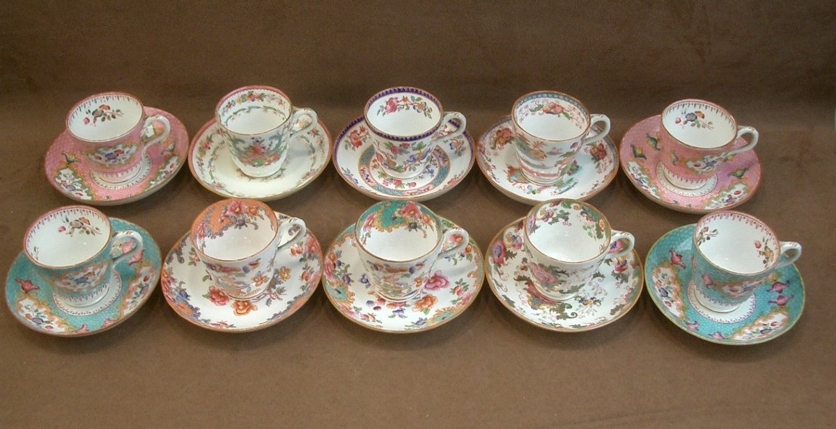 10 Cups Made Of English Porcelain (minton Or Cauldon)-photo-2