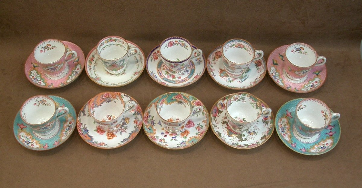 10 Cups Made Of English Porcelain (minton Or Cauldon)-photo-3