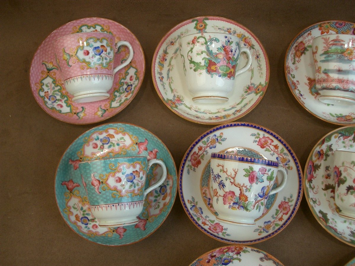 10 Cups Made Of English Porcelain (minton Or Cauldon)-photo-2