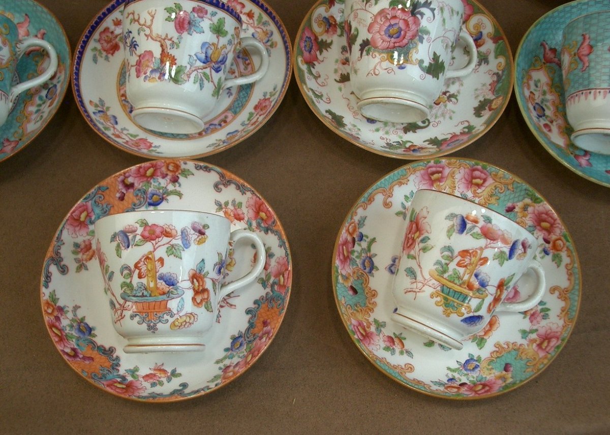 10 Cups Made Of English Porcelain (minton Or Cauldon)-photo-4