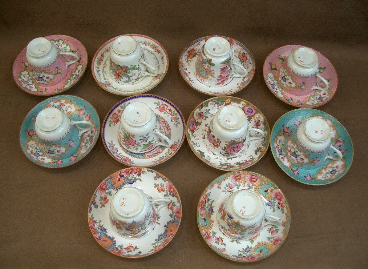 10 Cups Made Of English Porcelain (minton Or Cauldon)-photo-5