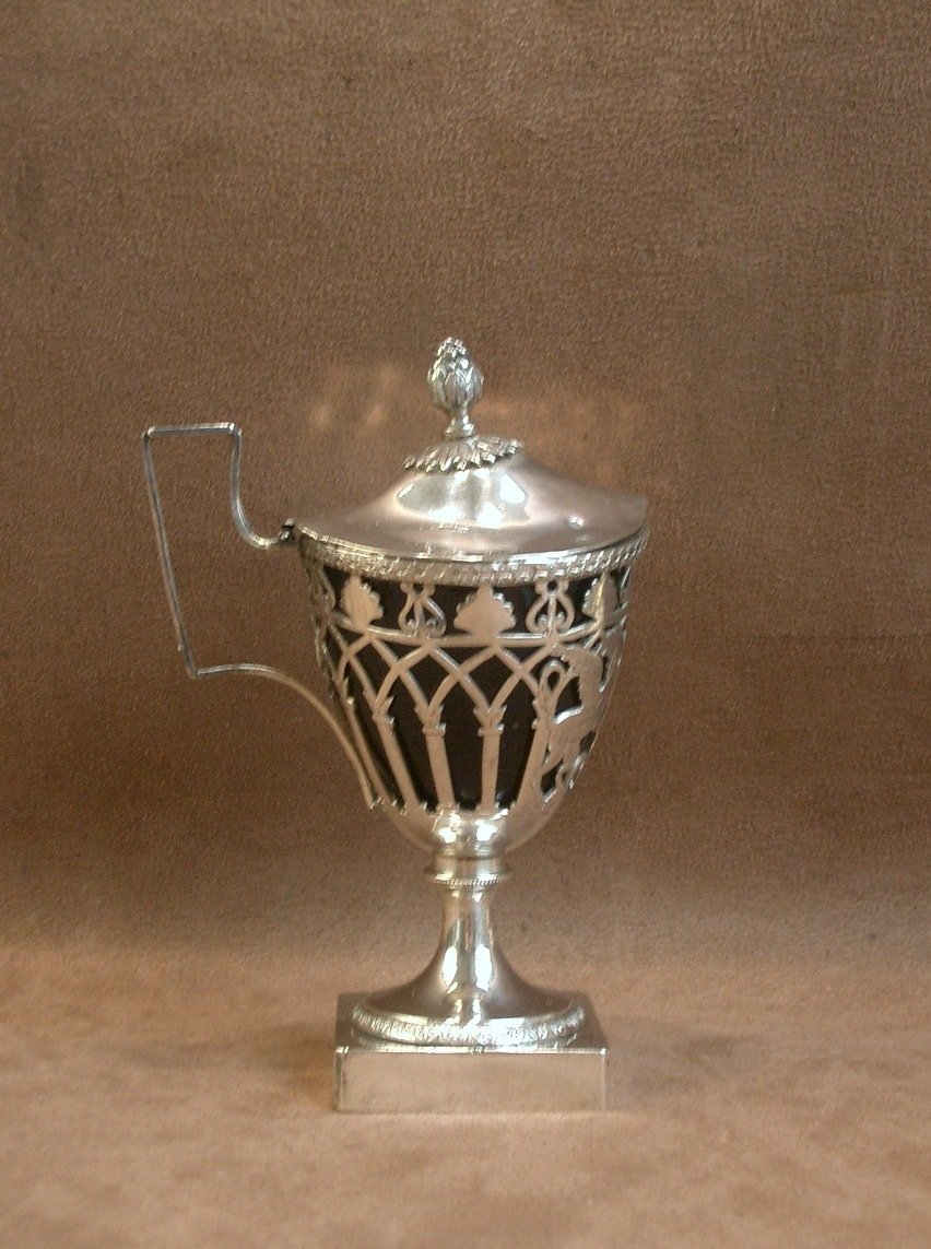Solid Silver Mustard Pot With The "1st Rooster" Hallmark, Late 18th Century-photo-3