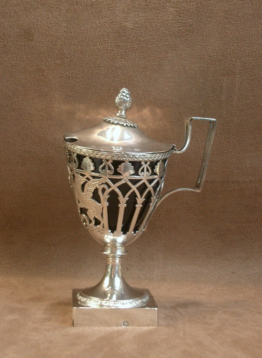 Solid Silver Mustard Pot With The "1st Rooster" Hallmark, Late 18th Century-photo-1