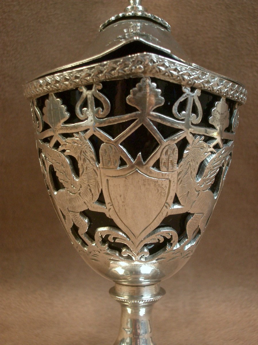 Solid Silver Mustard Pot With The "1st Rooster" Hallmark, Late 18th Century-photo-2