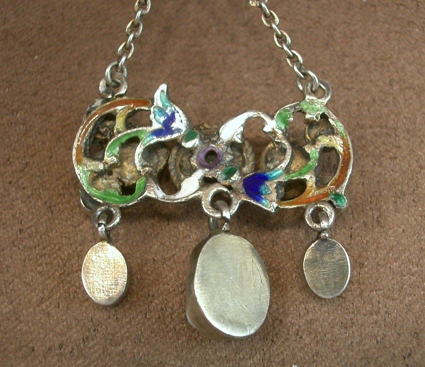 Vermeil Pendant With Enamel, Gemstones, And Fine Pearls; Austro-hungarian Art Nouveau Craftsmanship-photo-8