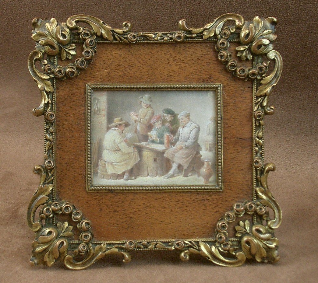Pair Of Miniature Paintings, Tavern Scene In The Flemish School, Late 19th Century -photo-2