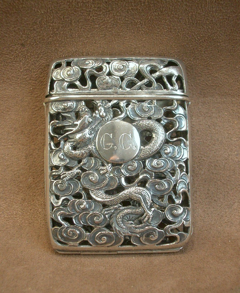 Solid Silver Cigarette Case With Dragon Design From China 