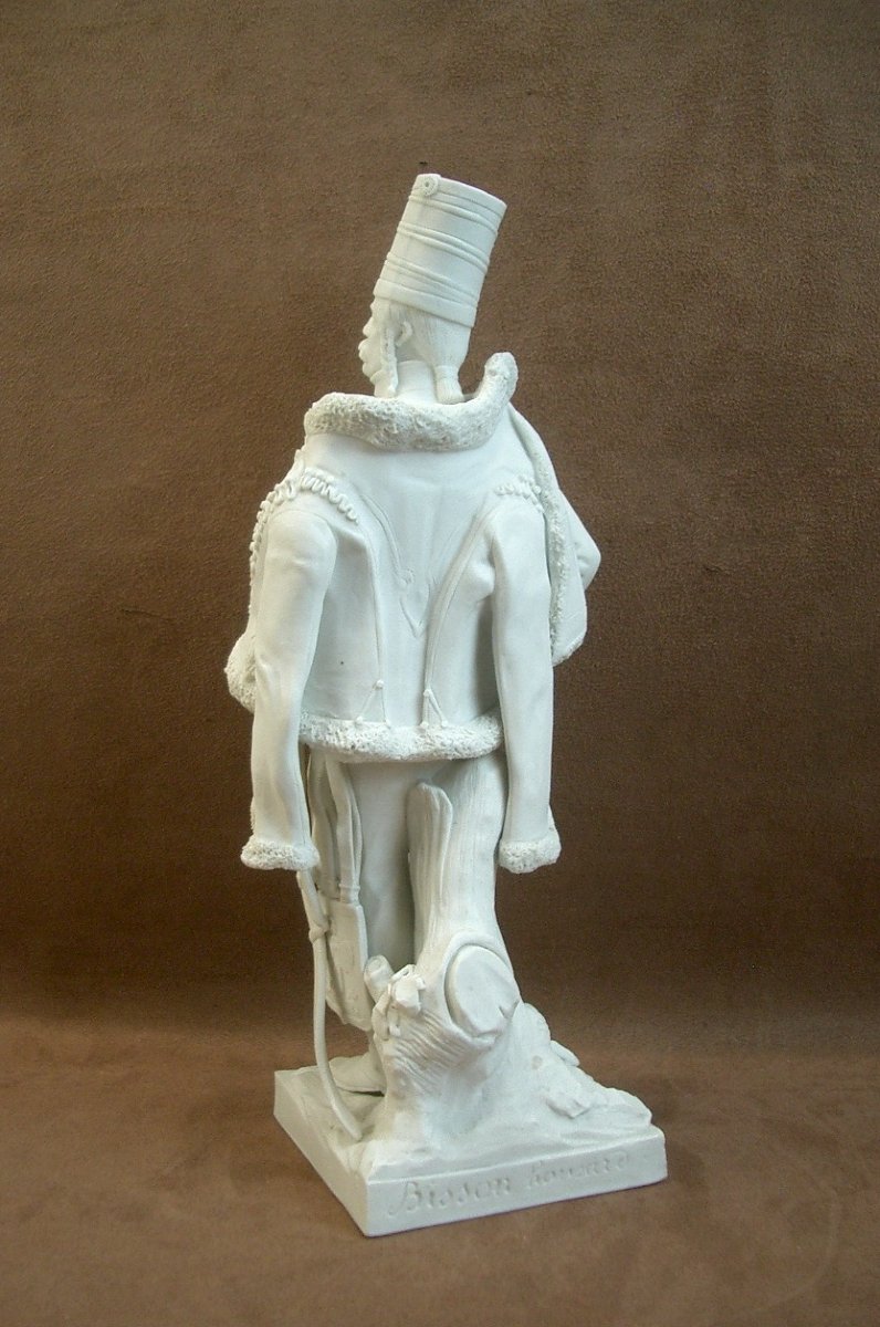 Statuette en biscuit de Porcelaine militaire Hussard Bisson XIXe siècle -photo-1