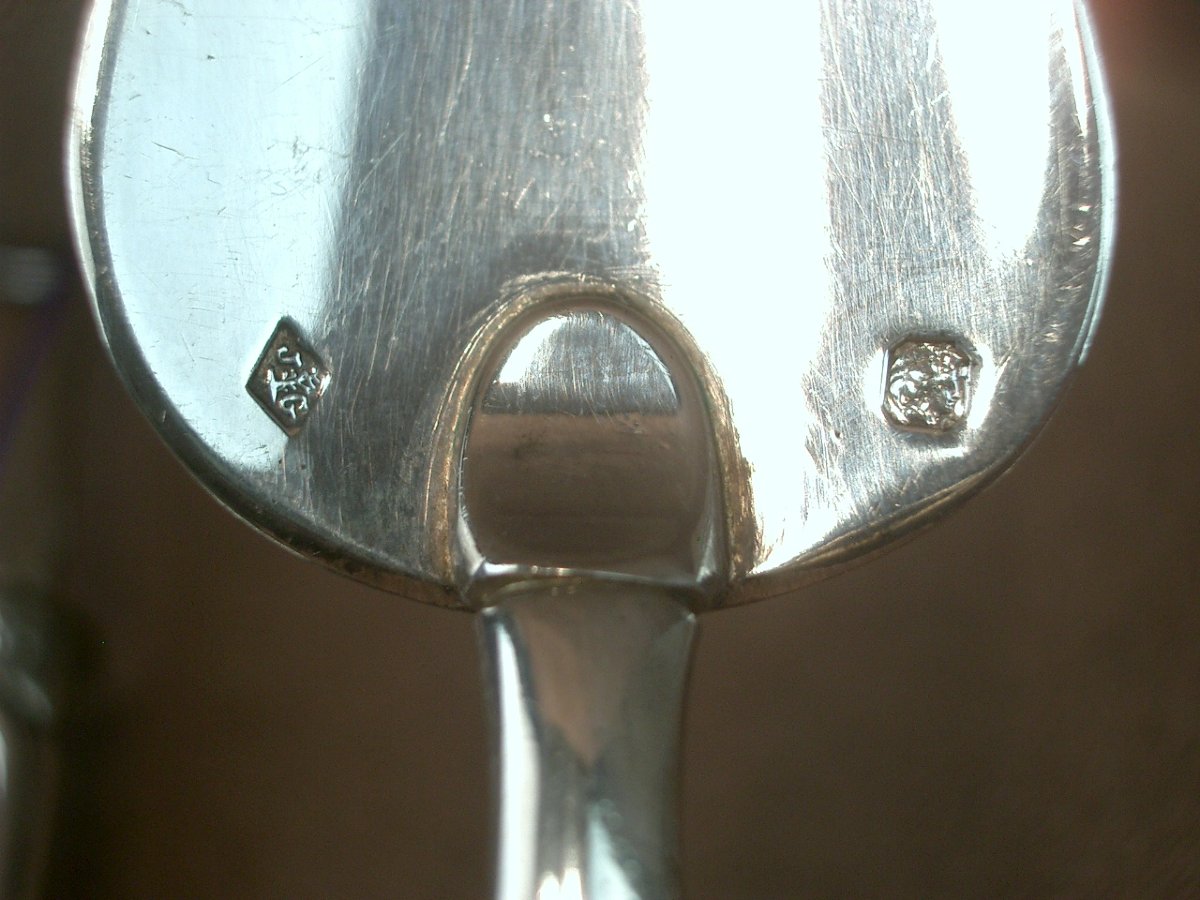 Solid Silver Dessert Serving Set, Late 19th Century-photo-1