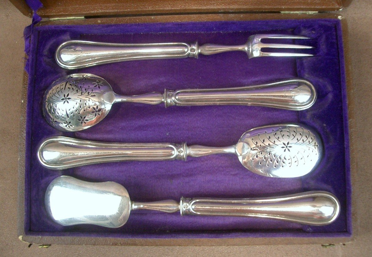 Solid Silver Dessert Serving Set, Late 19th Century