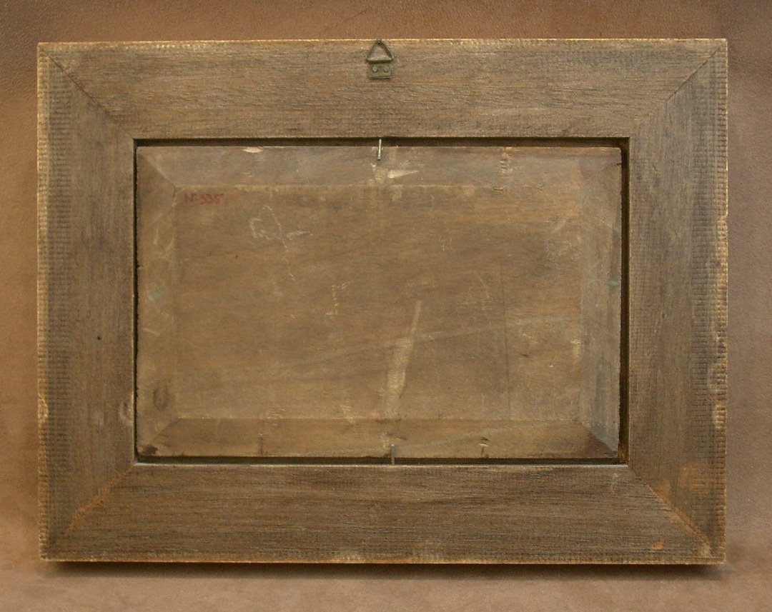 Peinture ancienne, huile sur panneau, fin du XIXe contemplation marine -photo-7