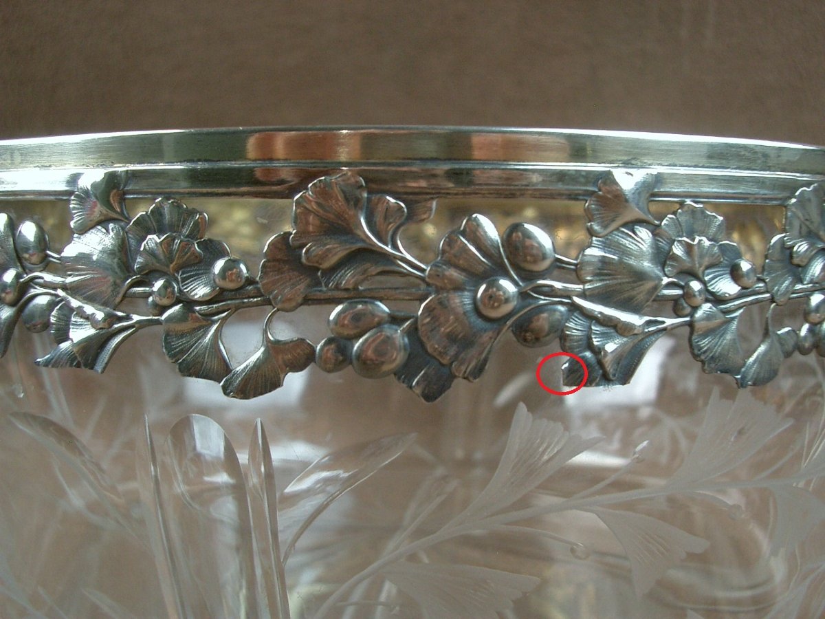 Coupe Art Nouveau en cristal taillé et argent massif orfèvre Ravinet D'Enfert -photo-3