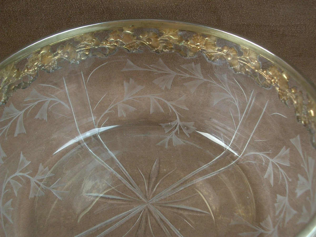 Coupe Art Nouveau en cristal taillé et argent massif orfèvre Ravinet D'Enfert -photo-5