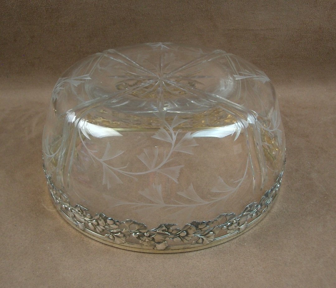 Coupe Art Nouveau en cristal taillé et argent massif orfèvre Ravinet D'Enfert -photo-6