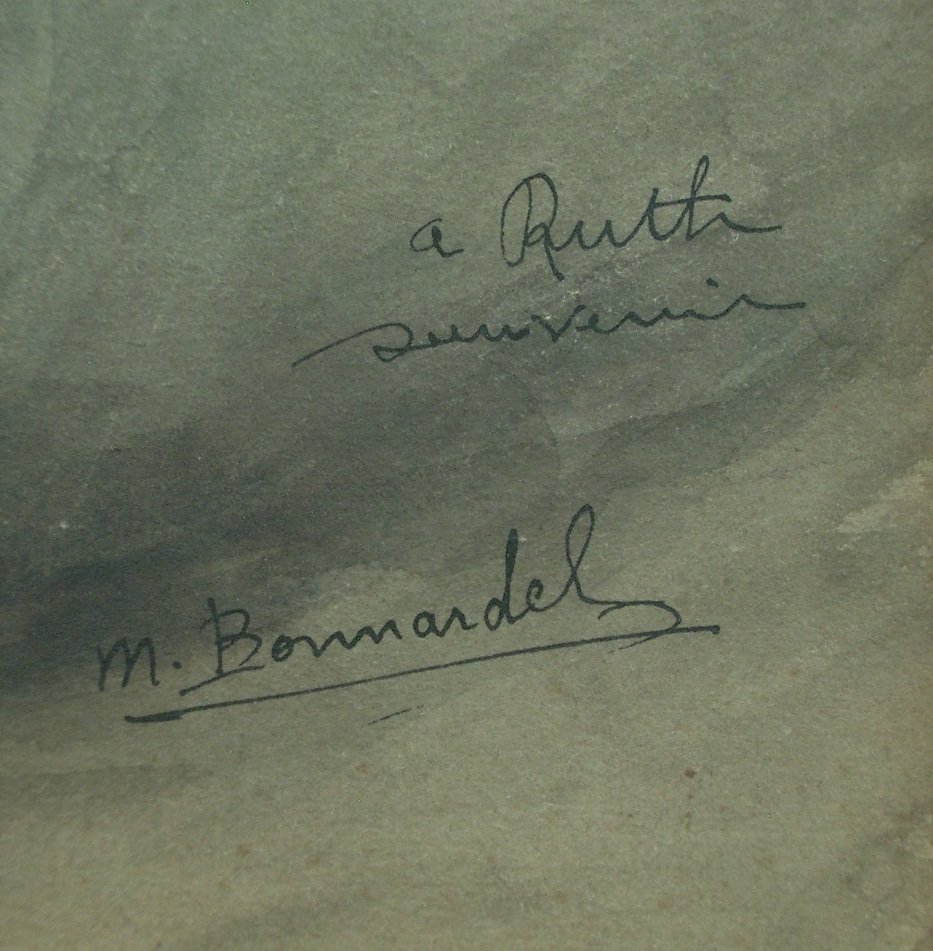 Aquarelle par Marcelle Bonnardel (1879 – 1966), école Lyonnaise, nature morte bouquet de fleurs-photo-2