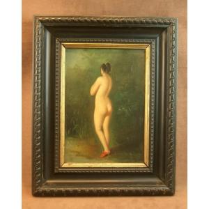 Peinture huile sur toile, nu féminin dans la nature fin du XIXe siècle 