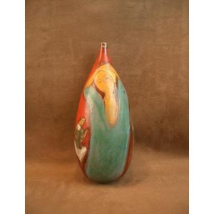 Pierre et Florence SCHEYVAERTS,  Vase en céramique à décor de femmes