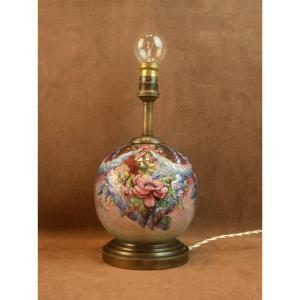 Lampe boule en émail de Limoges par Camille Fauré 