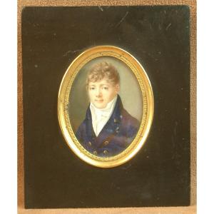 Peinture miniature portrait d'homme du début du XIXe siècle