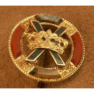 Epingle de col, de kilt ou de plaid en Or 14k et pierres , bijou écossais ancien 