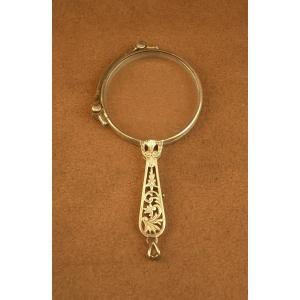 Paire de binocles dépliantes , lorgnon , face à main en argent massif XIXe siècle 