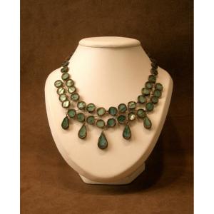 Line Vautrin (1913-1997) , Collier double rang en talosel et miroir