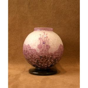 Petit vase boule Art Deco Le verre Français