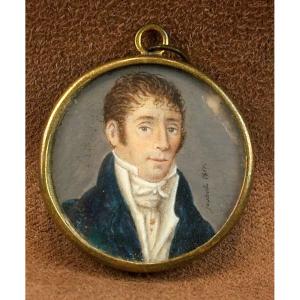 Early 19th Century Miniature Portrait Of A Man Of Quality, Signed And Dated 1817.