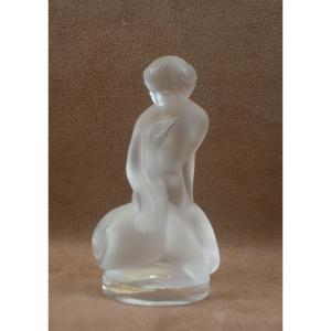 Female Crystal Statuette Leda And The Swan Signed Lalique