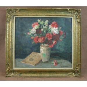 Oil On Canvas Still Life With Flowers Signed Joseph Lagasse (1878-1962)