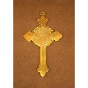 Cross In Gilded Metal Commemorating The Crimean War Russsie 1856