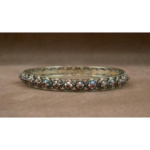 Bracelet ancien jonc en vermeil et émaux bressans