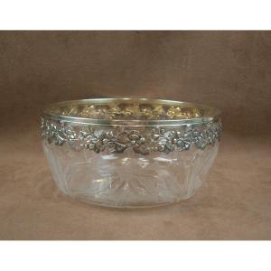 Coupe Art Nouveau en cristal taillé et argent massif orfèvre Ravinet D'Enfert