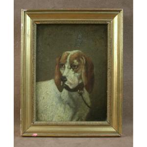 Oil On Canvas, 19th-century Painting, Portrait Of A Dog