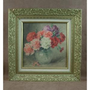 Watercolor By Marcelle Bonnardel (1879–1966), Lyon School, Still Life: Bouquet Of Flowers