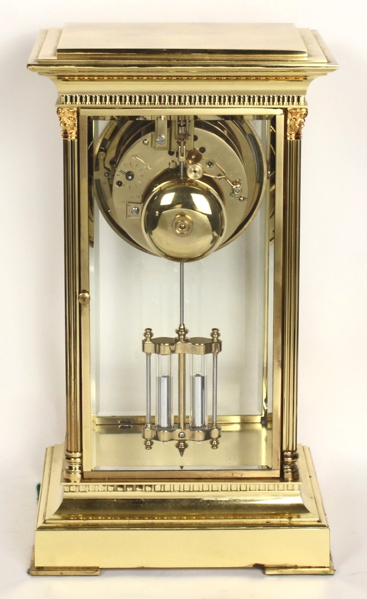 Pendule Régulateur Musical l'Epée. Cage Verre. Bronze Doré-photo-2