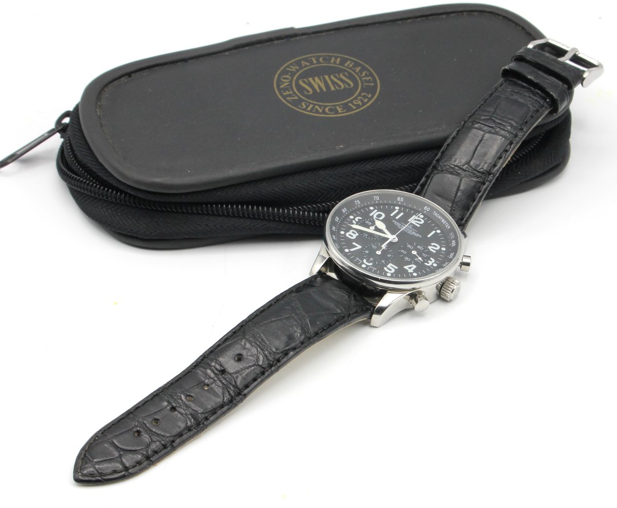 Montre Zeno Watch Basel  Chronographe Automatique Pilote. Grande Taille. 44 mm-photo-4