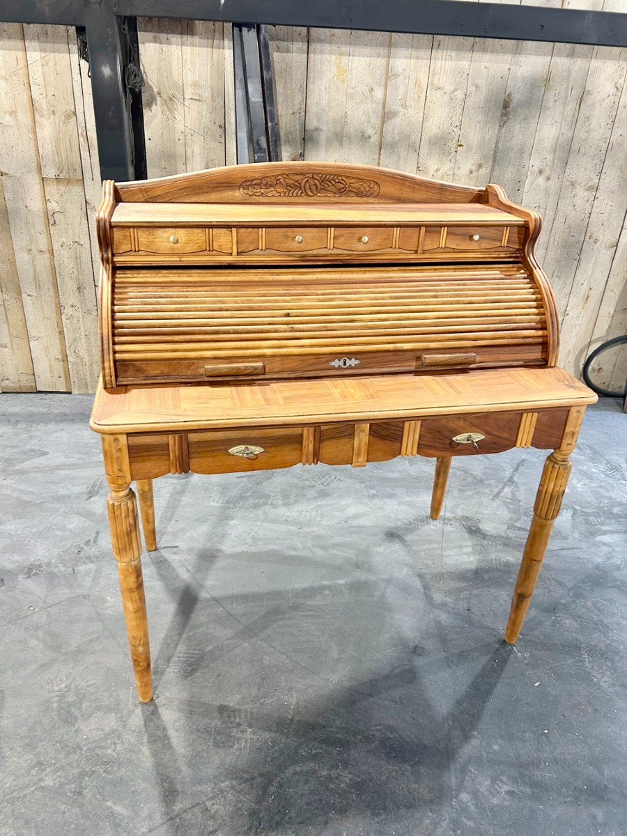Walnut Cylinder Desk Early 20th Century -photo-2