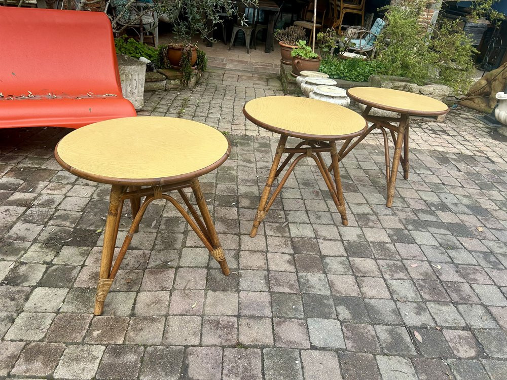 Tables d'Appoint Rotin Et Formica 1960-photo-1