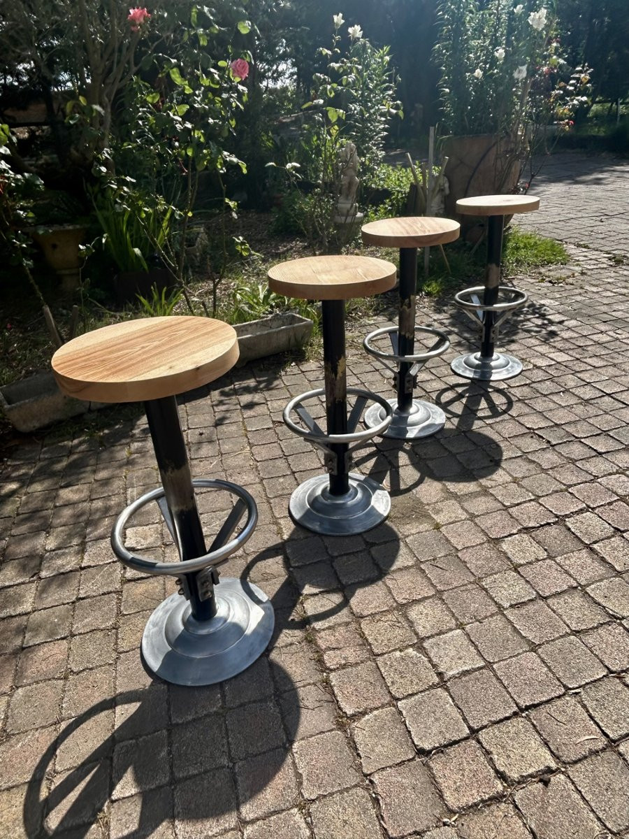 Set Of 4 Vintage Bar Stools-photo-3
