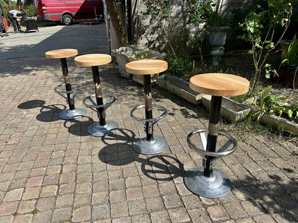 Set Of 4 Vintage Bar Stools-photo-4