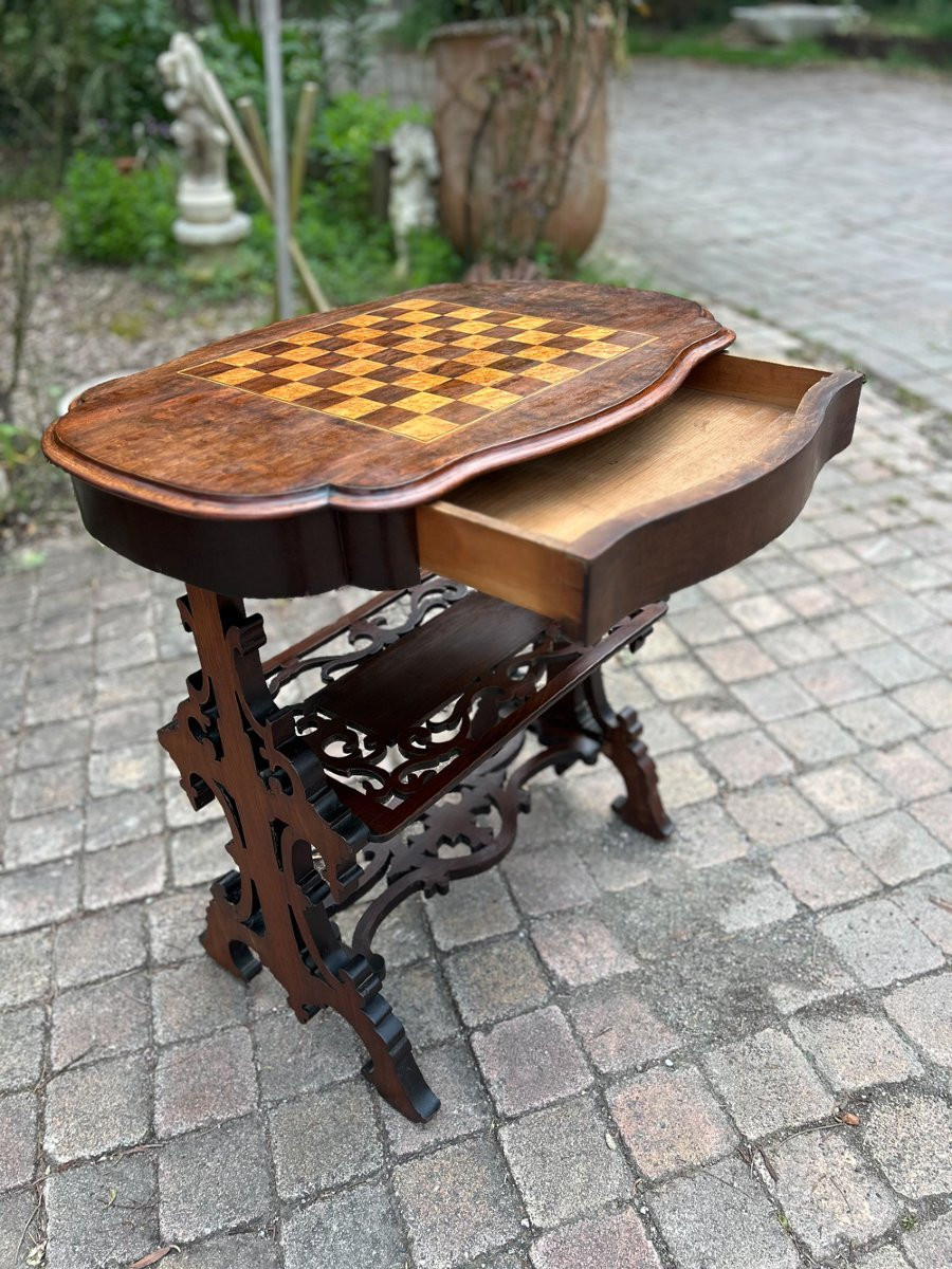 Marquetry Games Table, 1900s-photo-3