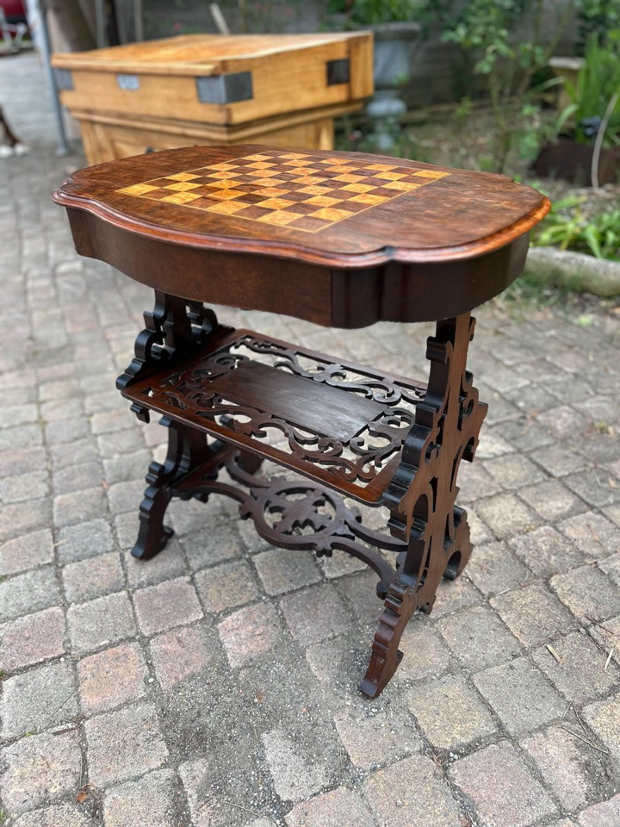 Marquetry Games Table, 1900s-photo-2