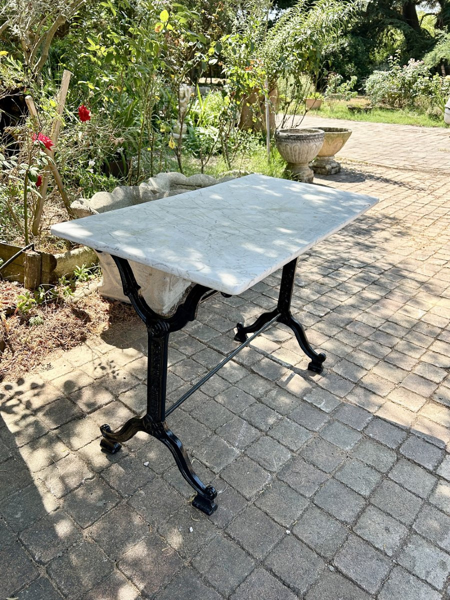 Table bistrot fonte et marbre Castres 1950/60-photo-2