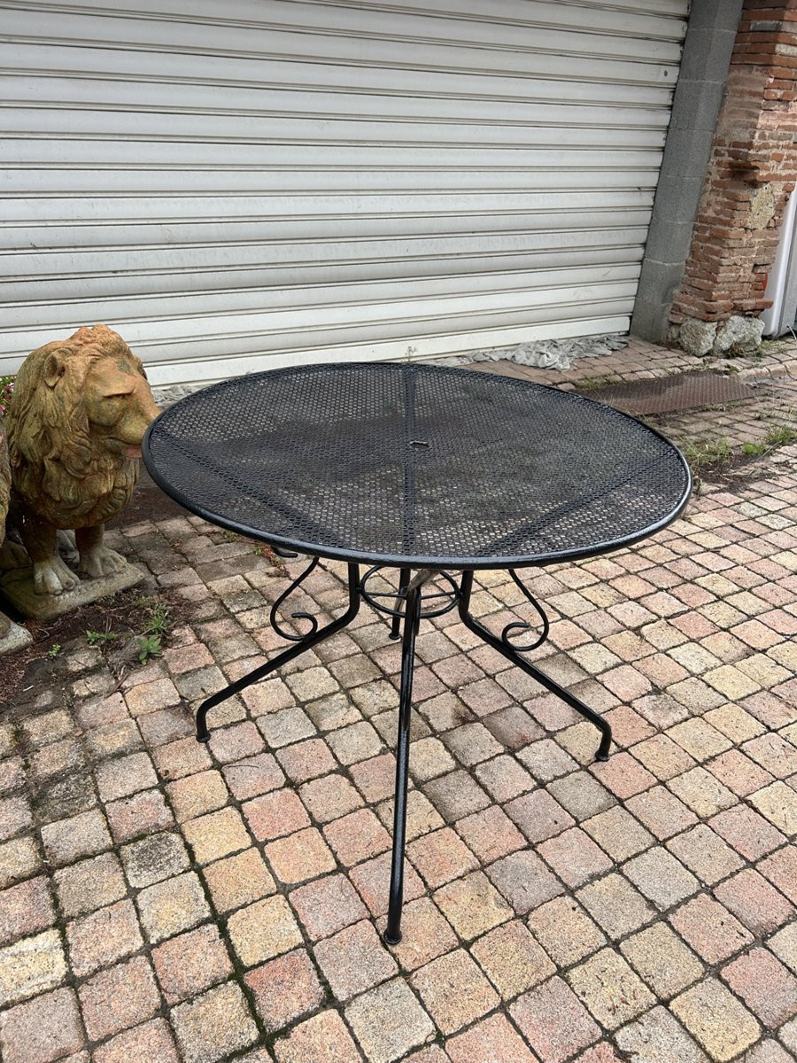 Table de Jardin Vintage Métal Fer Forgé 1950 -photo-2